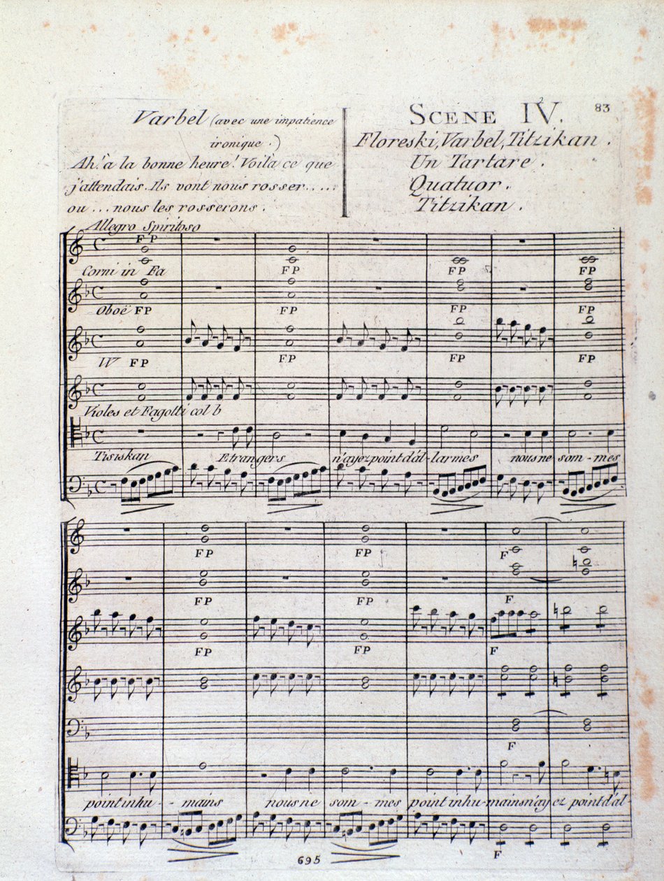 Første side av Noter til Lodoiska (scene 4), opera av Luigi Cherubini av Italian School