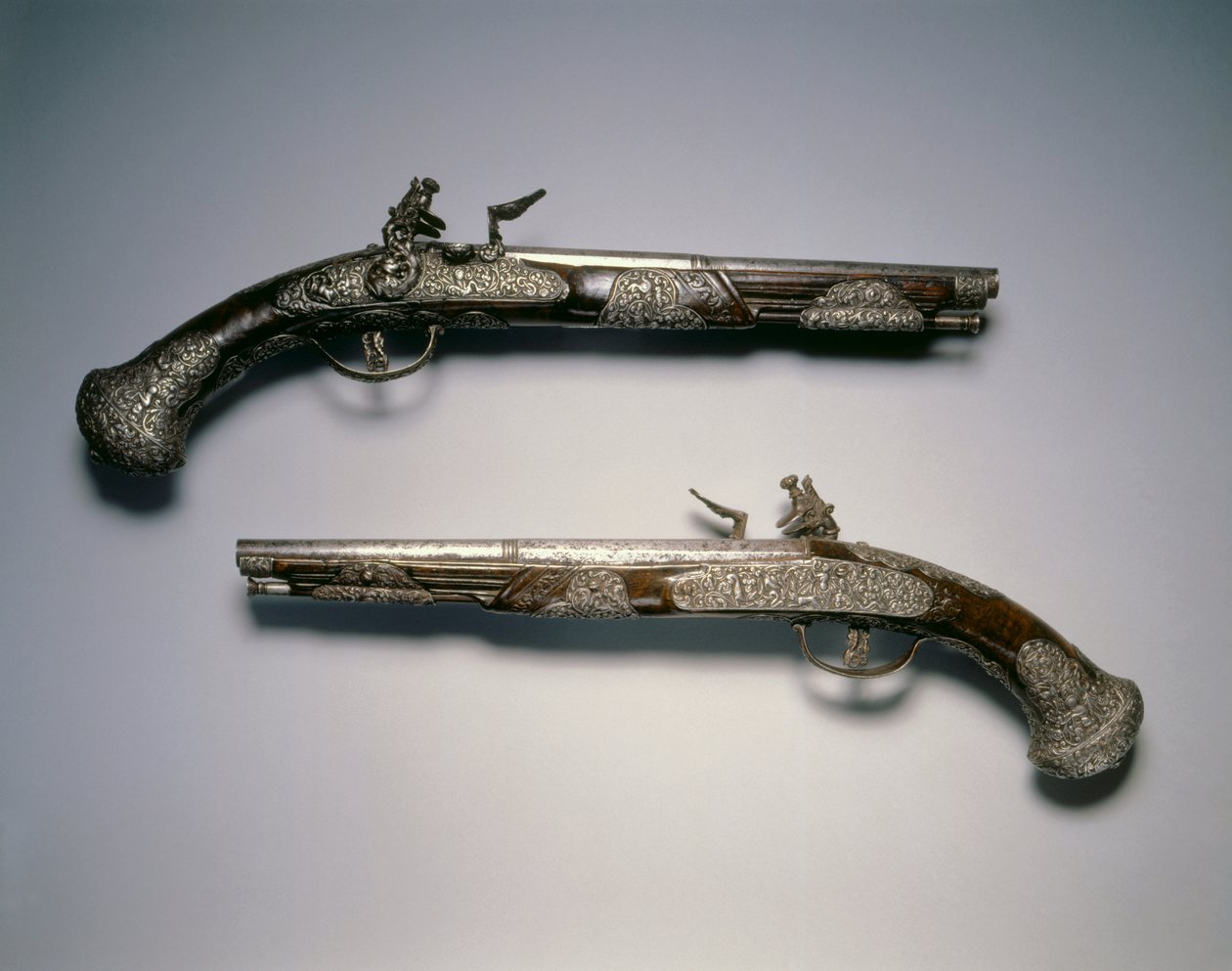 Flintlock-pistoler, Brescia, ca. 1670 av Italian School