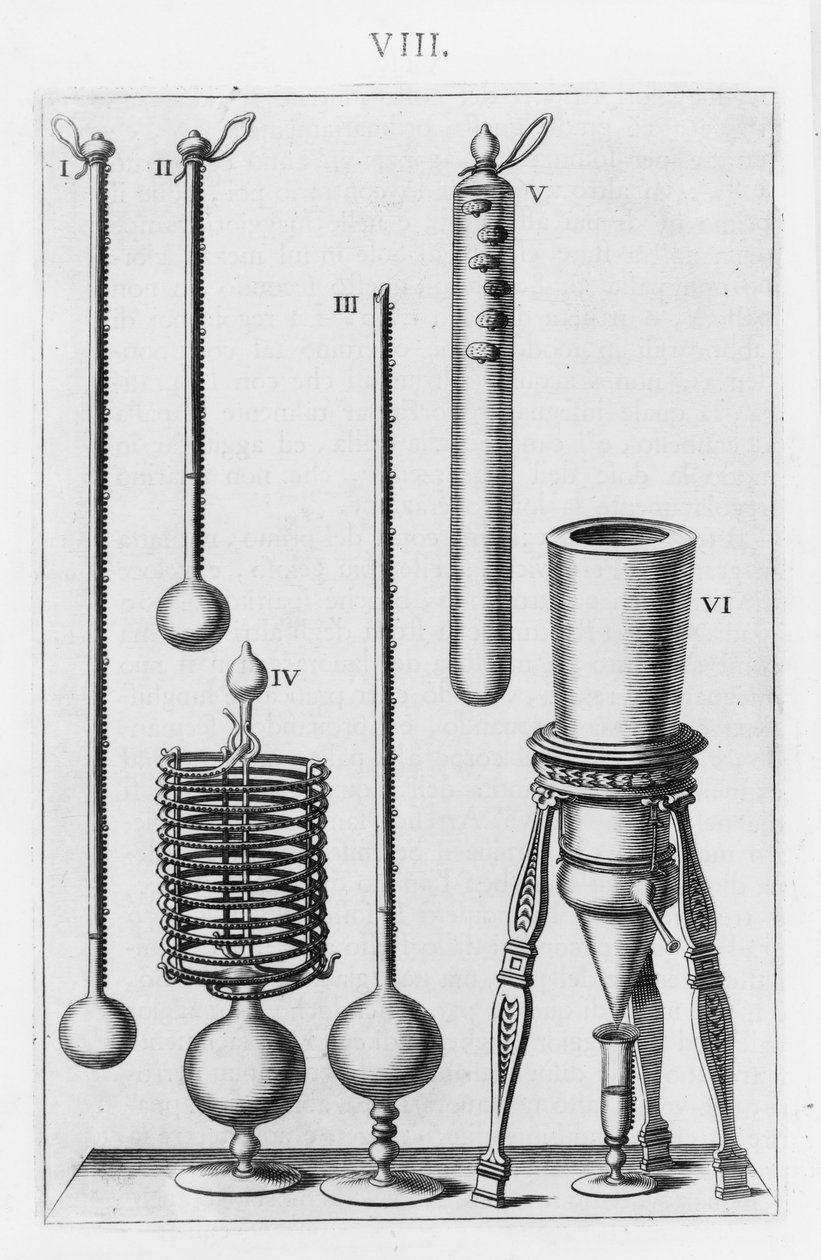 Florentinsk termometer og hygrometer Tallerken fra "" Essays om naturopplevelser laget i akademiet "" av Lorenzo Magalotti (1637-1712) 1666 av Italian School