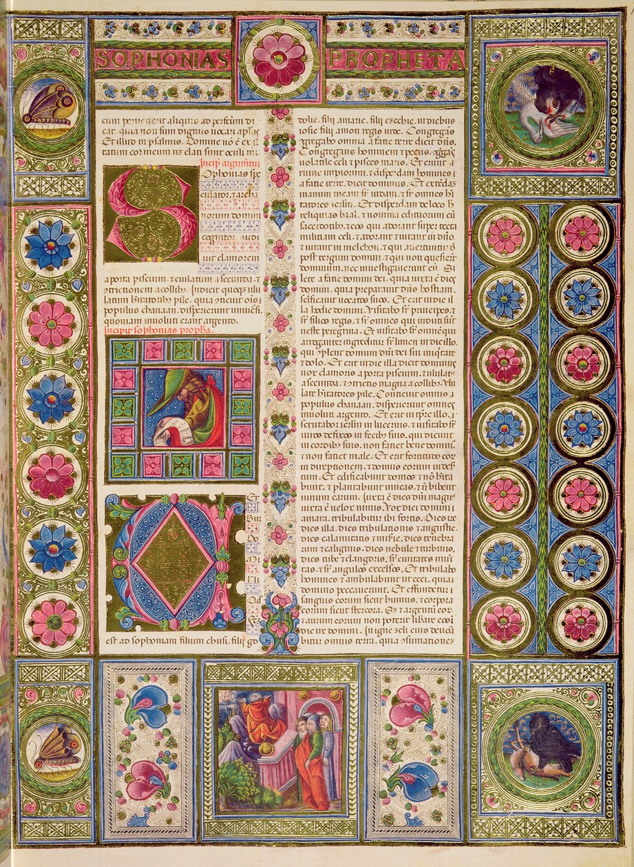 Fol.102r Åpning til profeten Sefanjas bok, fra Borso d