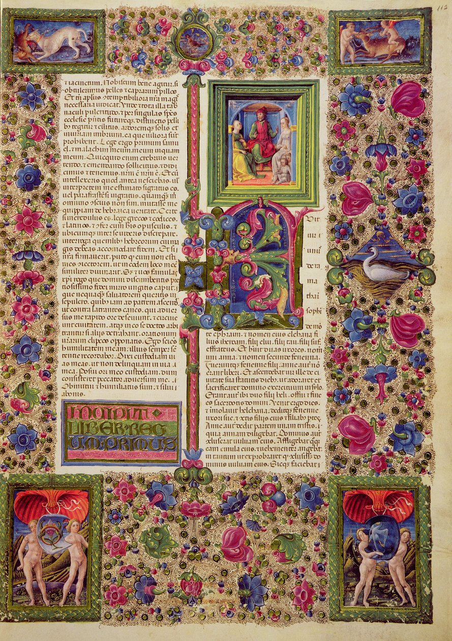 Fol.112r The First Book of Kings, fra Borso d'Este-bibelen. Volum 1 (vellum) av Italian School
