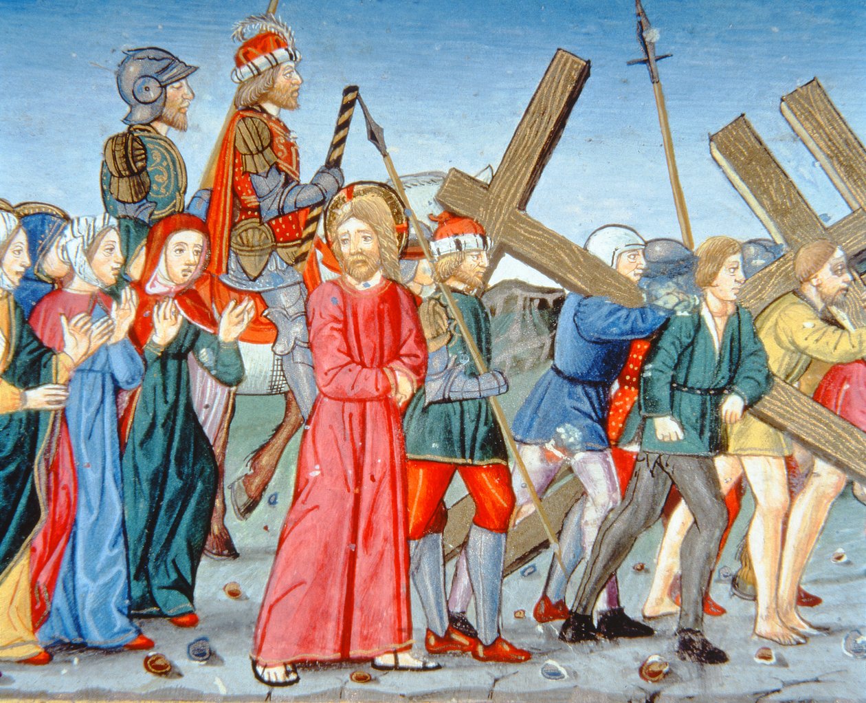 Fol.116v Kristus blir ført til Golgata (vellum) av Italian School