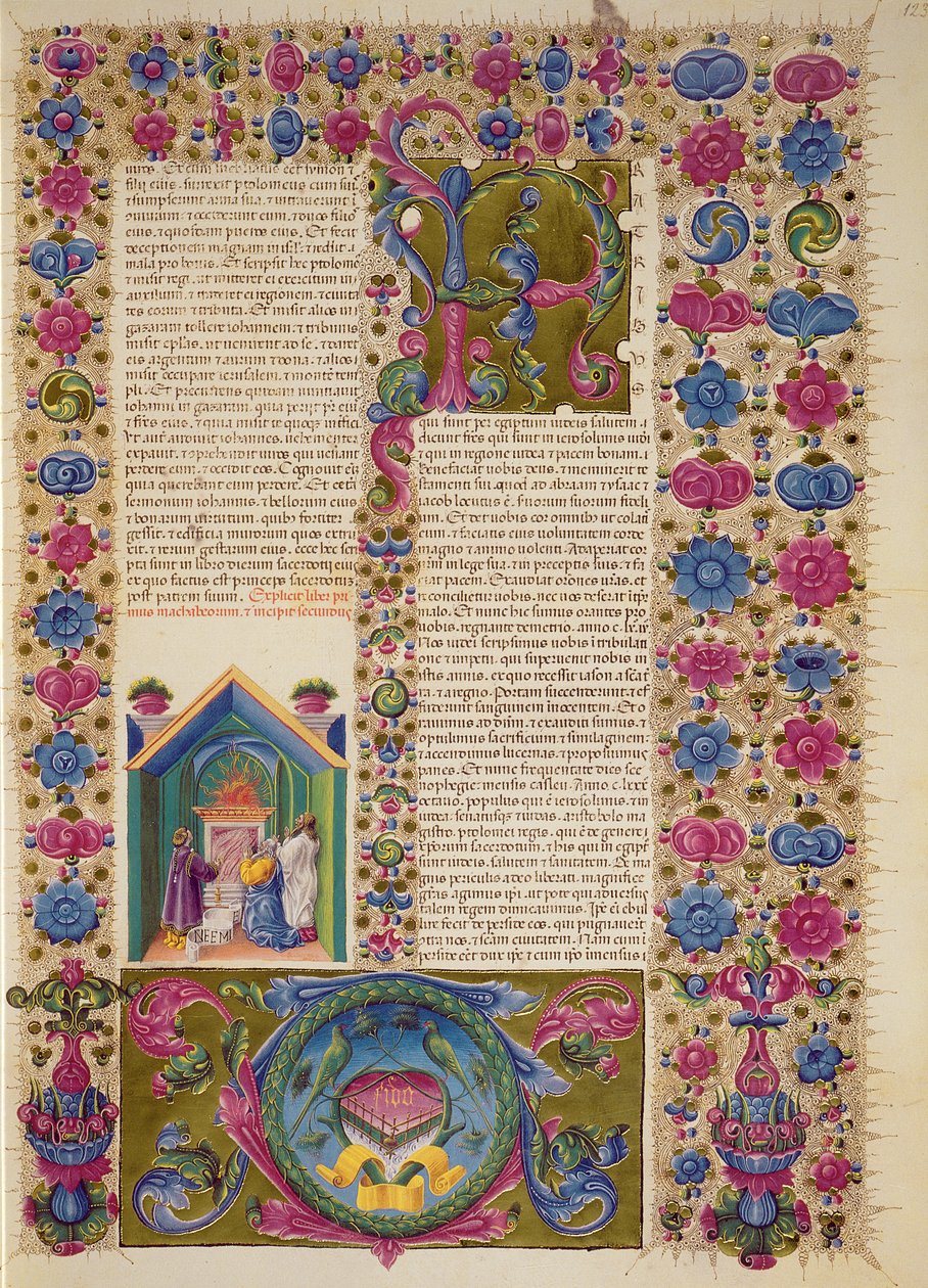 Fol.123r Åpning av den andre Makkabeernes bok, fra Borso d