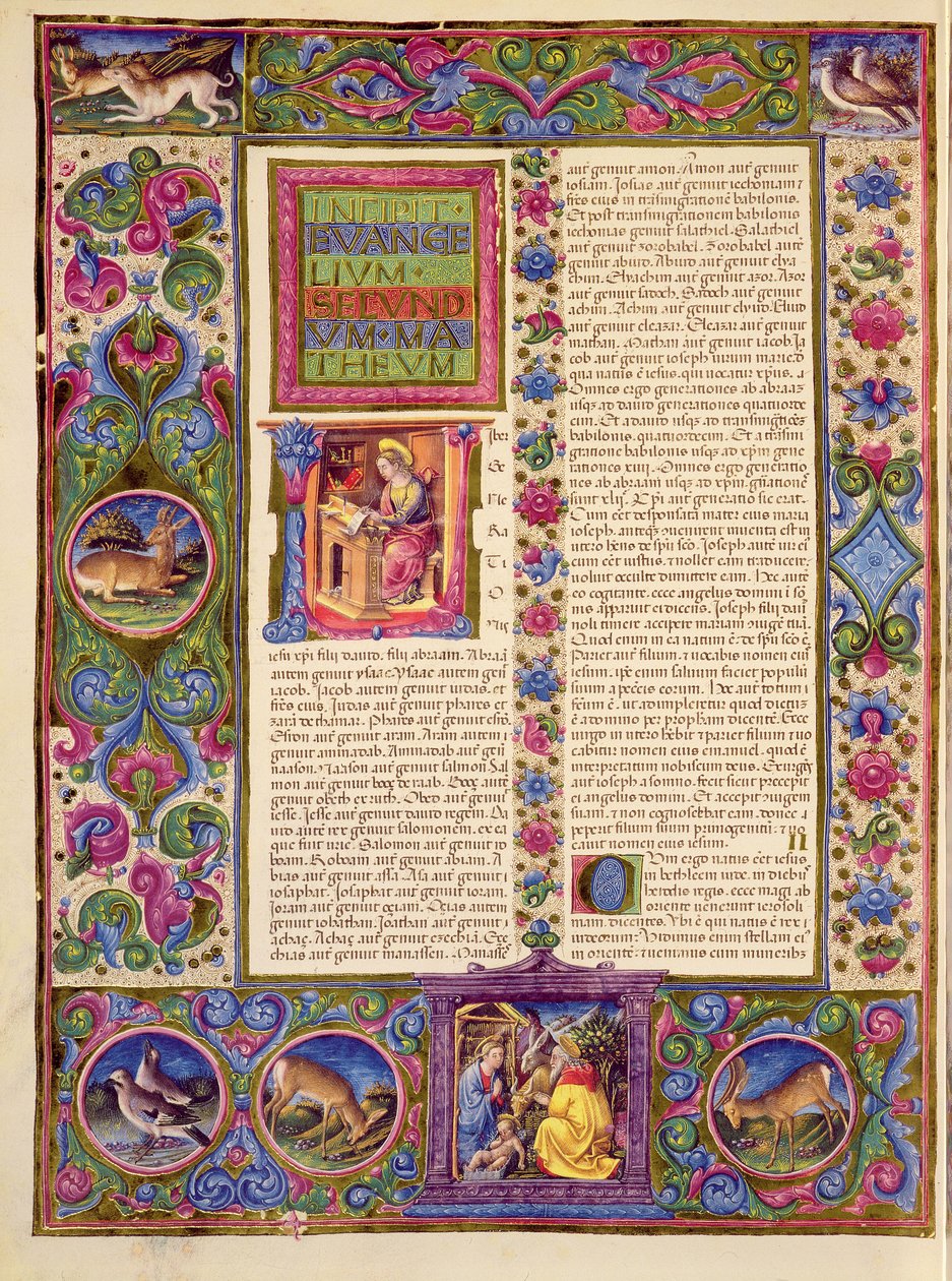 Fol.135v Andre Matteus-evangelium, fra Borso d'Este-bibelen. Volum 2 (vellum) av Italian School