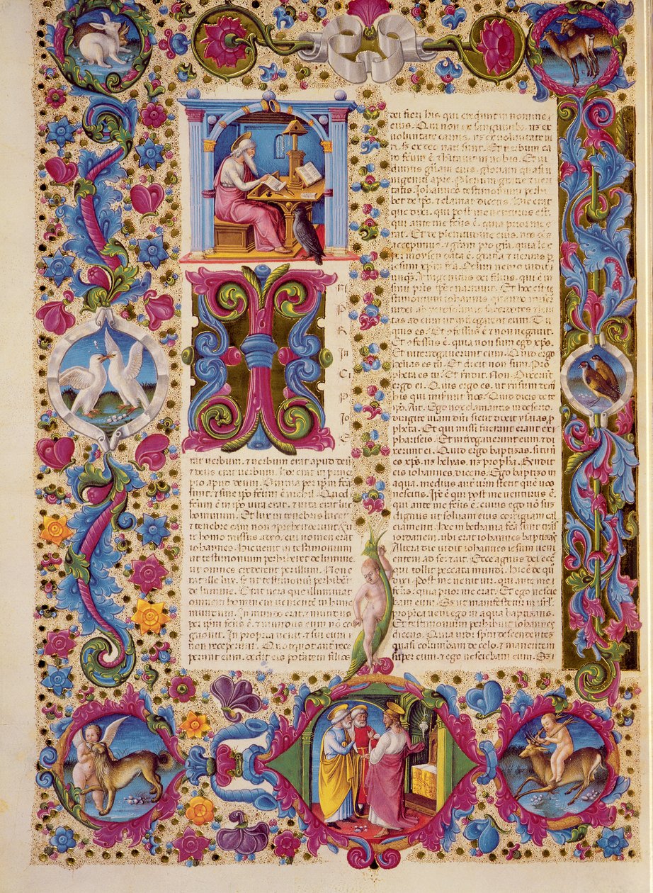 Fol.172v Johannesevangeliet annet, fra Borso d'Este-bibelen. Volum 2 (vellum) av Italian School