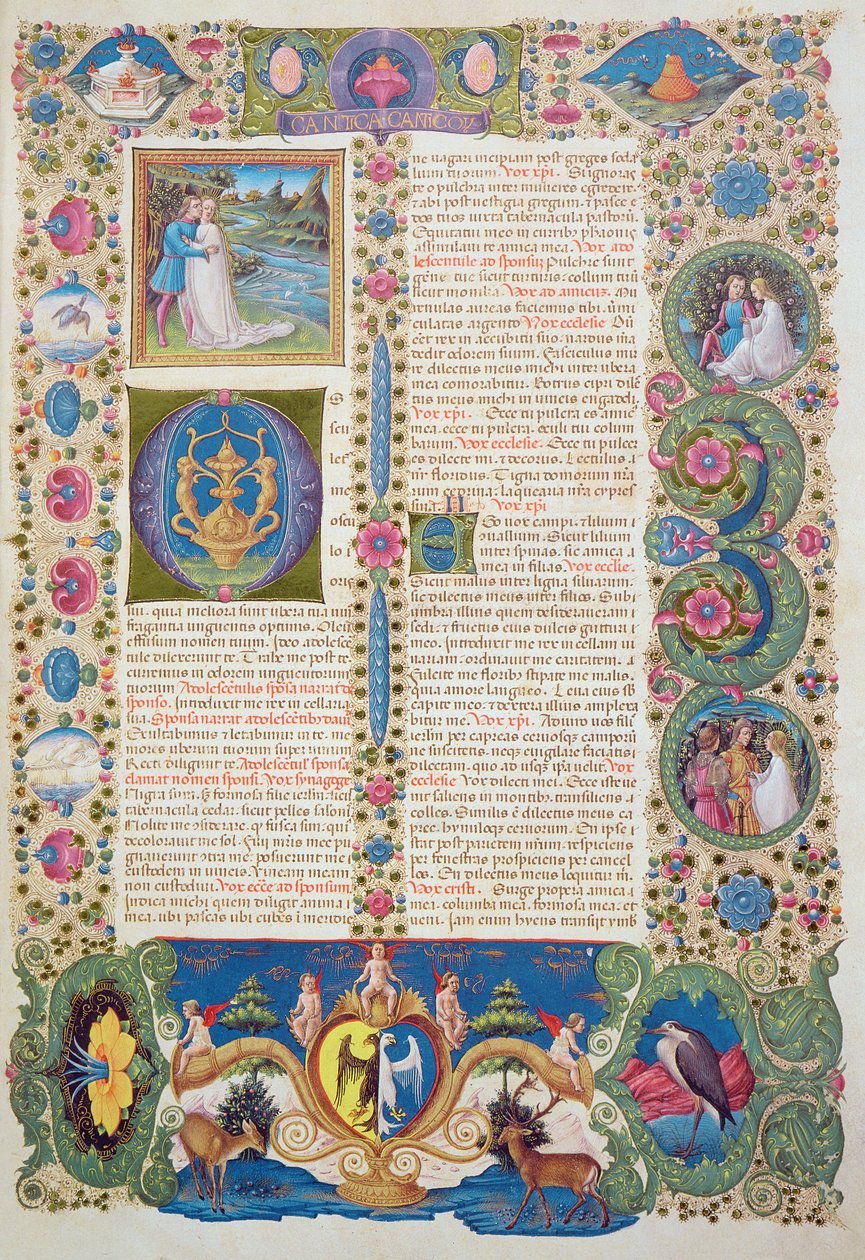 Fol.284r Sangenes sang, fra Borso d'Este-bibelen. Volum 1 (vellum) av Italian School
