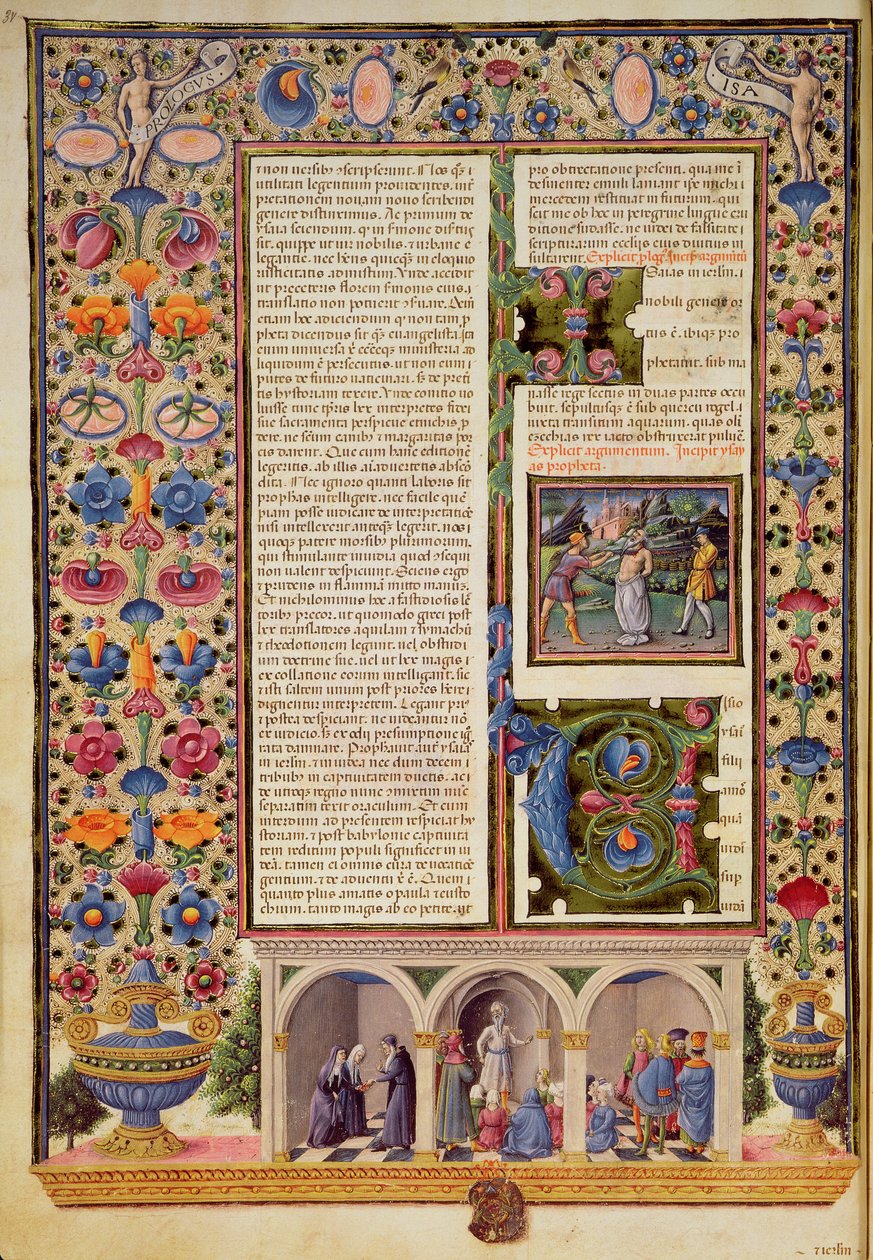 Fol.3v Prolog til profetenes bok (Jesaja), fra Borso d