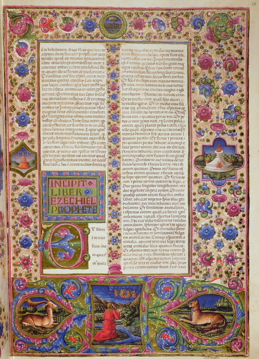 Fol.56r Åpning til Esekiels bok, fra Borso d