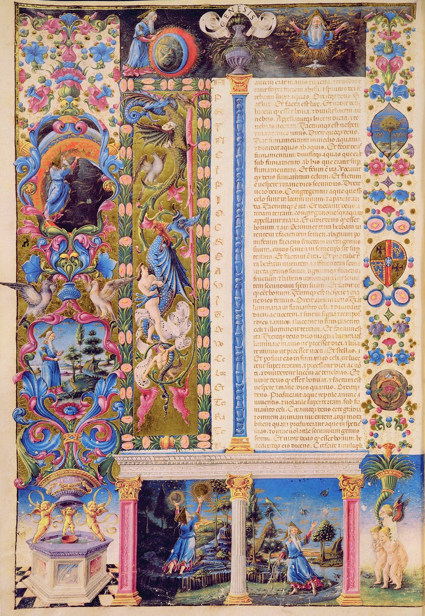 Fol.5v Genesis. Creation of the Universe, fra Borso d