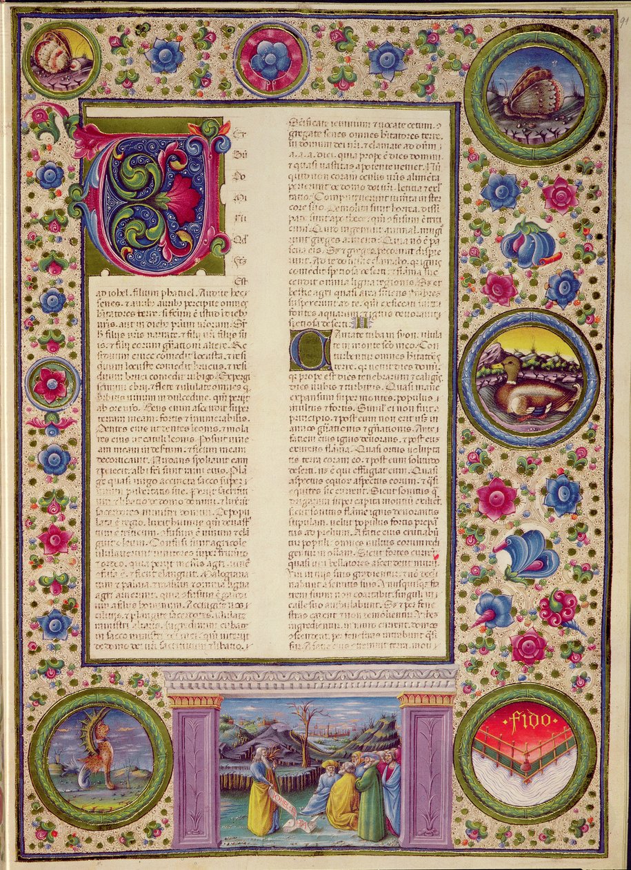 Fol.91r Profeten Joels bok (en mindre profet fra det 8. århundre f.Kr. som forkynte i Jerusalem), fra Borso d