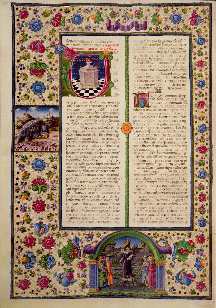 Fol.92v Åpning til profeten Amos bok, fra Borso d