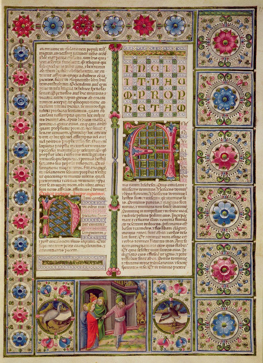 Fol.99r Åpning til profeten Naums bok, fra Borso d
