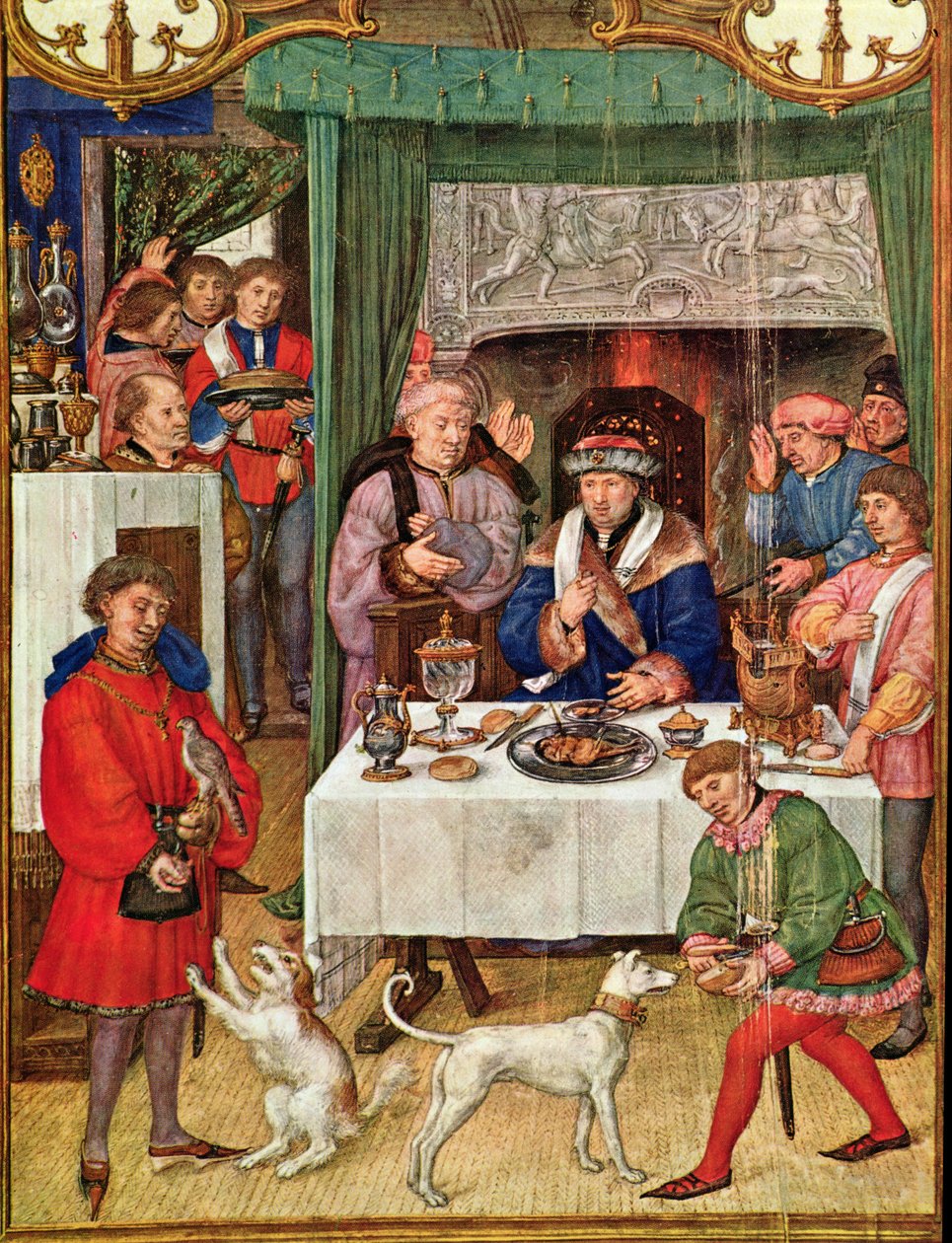 Fol 1v Januar måned: Rich Lord at the Table, fra Breviarium Grimani, ca. 1515 av Italian School