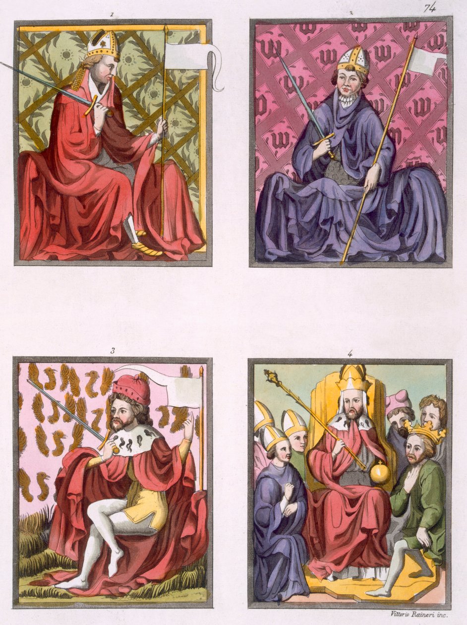 Fire figurer fra Det hellige romerske rikets historie, ca. 1820-30-tallet av Italian School