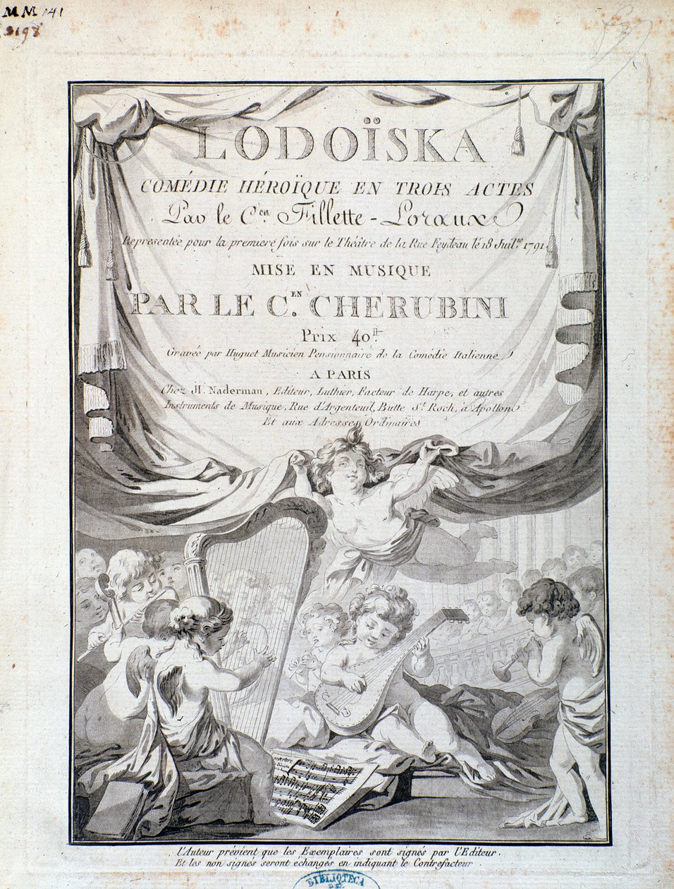 Frontispice av Lodoiska, verk av Luigi Cherubini av Italian School