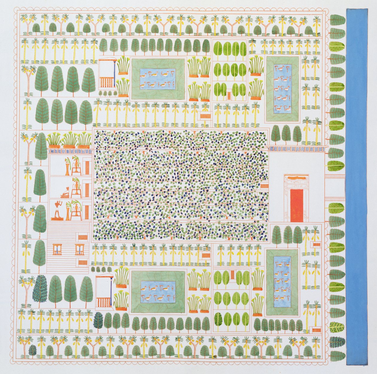 Garden of a High Ranking Egyptian Dignitary, fra Monuments of Egypt and Nubia av Ippolito Rossellini (1800-43), utgitt 1834 av Italian School