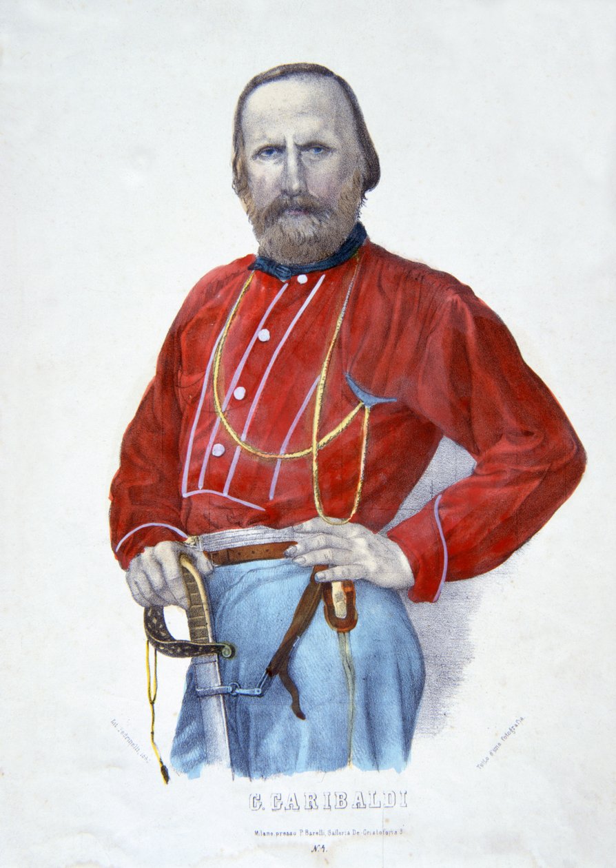 Garibaldi, illustrasjon fra The History of Italy av Italian School