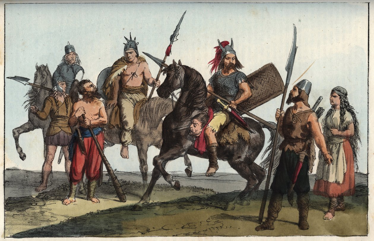 Germansk stamme av Alamanene (Alemands) - stamme av Alemann (Alamannen) Alamanni - gravering fra "" Skikker og skikker til alle folkeslag i universet. Det er historien om regjeringen, lovene, militsen, om religionen til alle nasjoner fra de fleste konger av Italian School