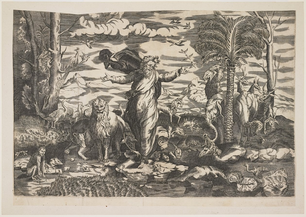 Gud skaper dyrene, ca. 1550 av Italian School