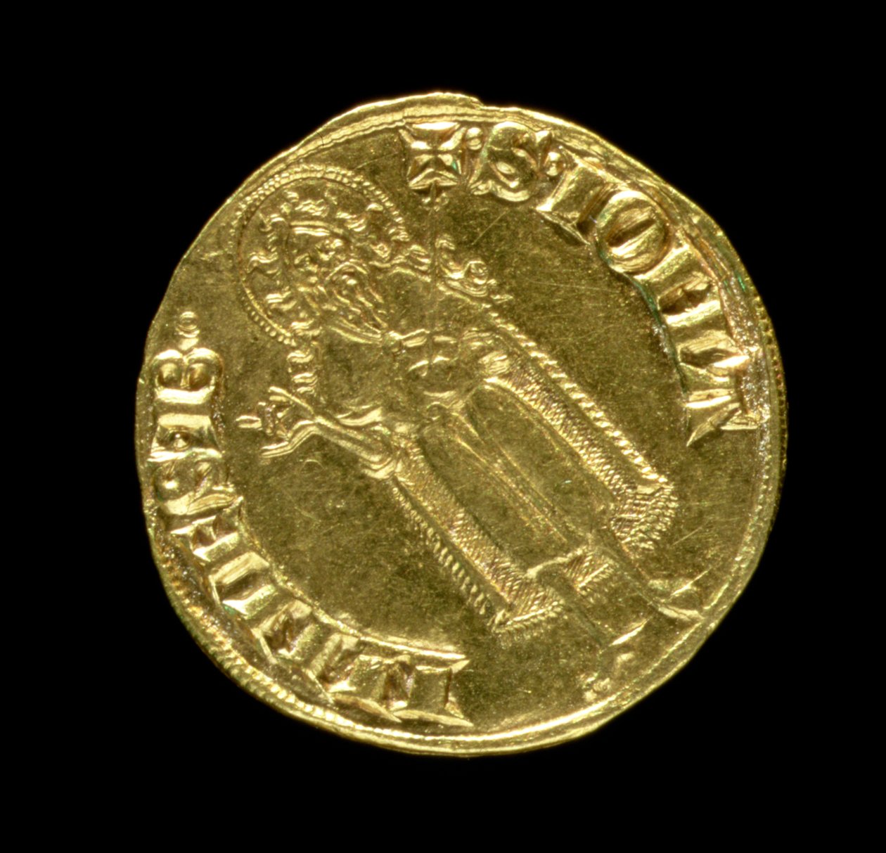 Gullflorin (revers) som viser døperen Johannes, florentinsk, 1252 (for forside se 83495) av Italian School