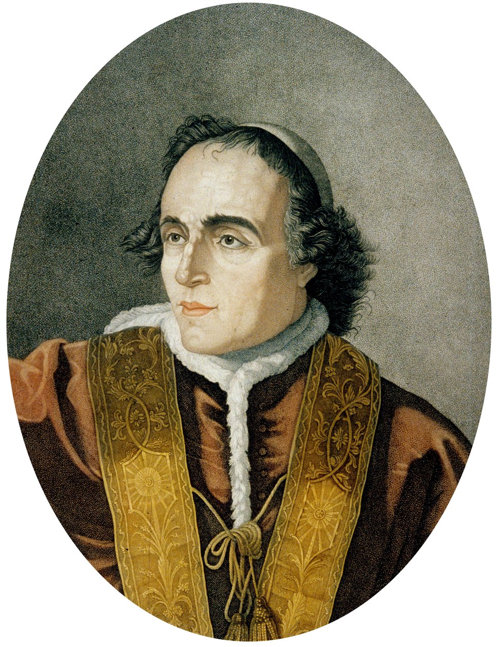 Gregorio Luigi Barnaba Chiaramonti, pave Pius VII (farget gravering) av Italian School