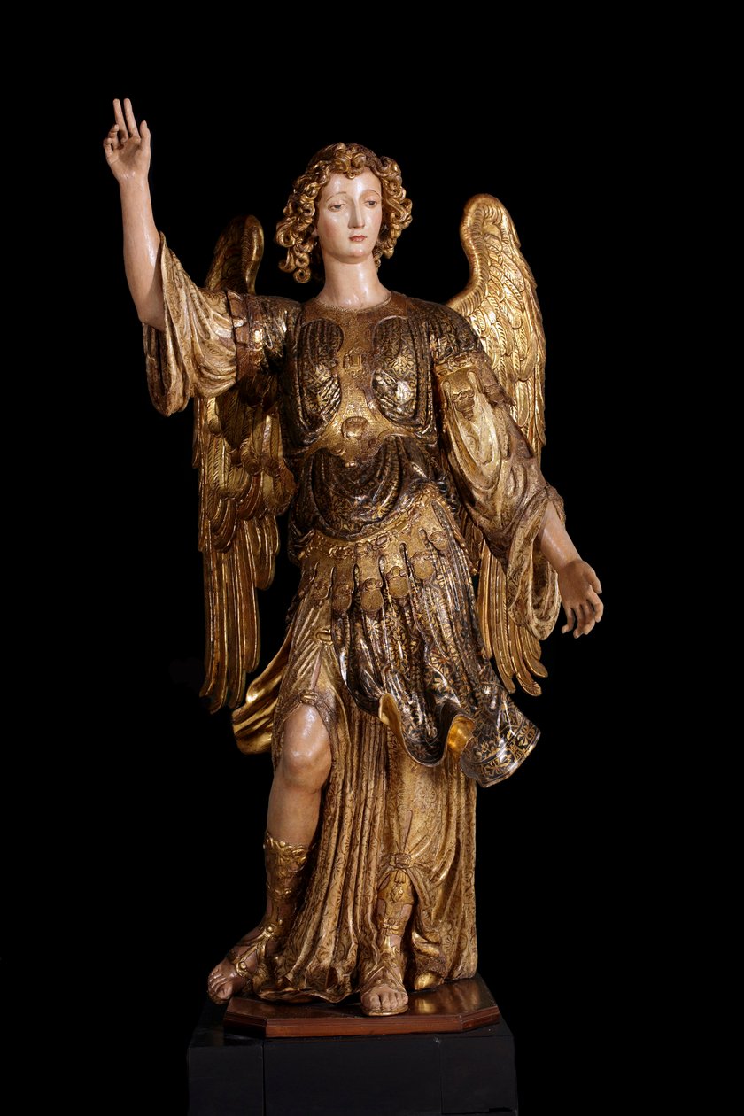 Guardian Angel (treskulptur, maleri og gull av Italian School