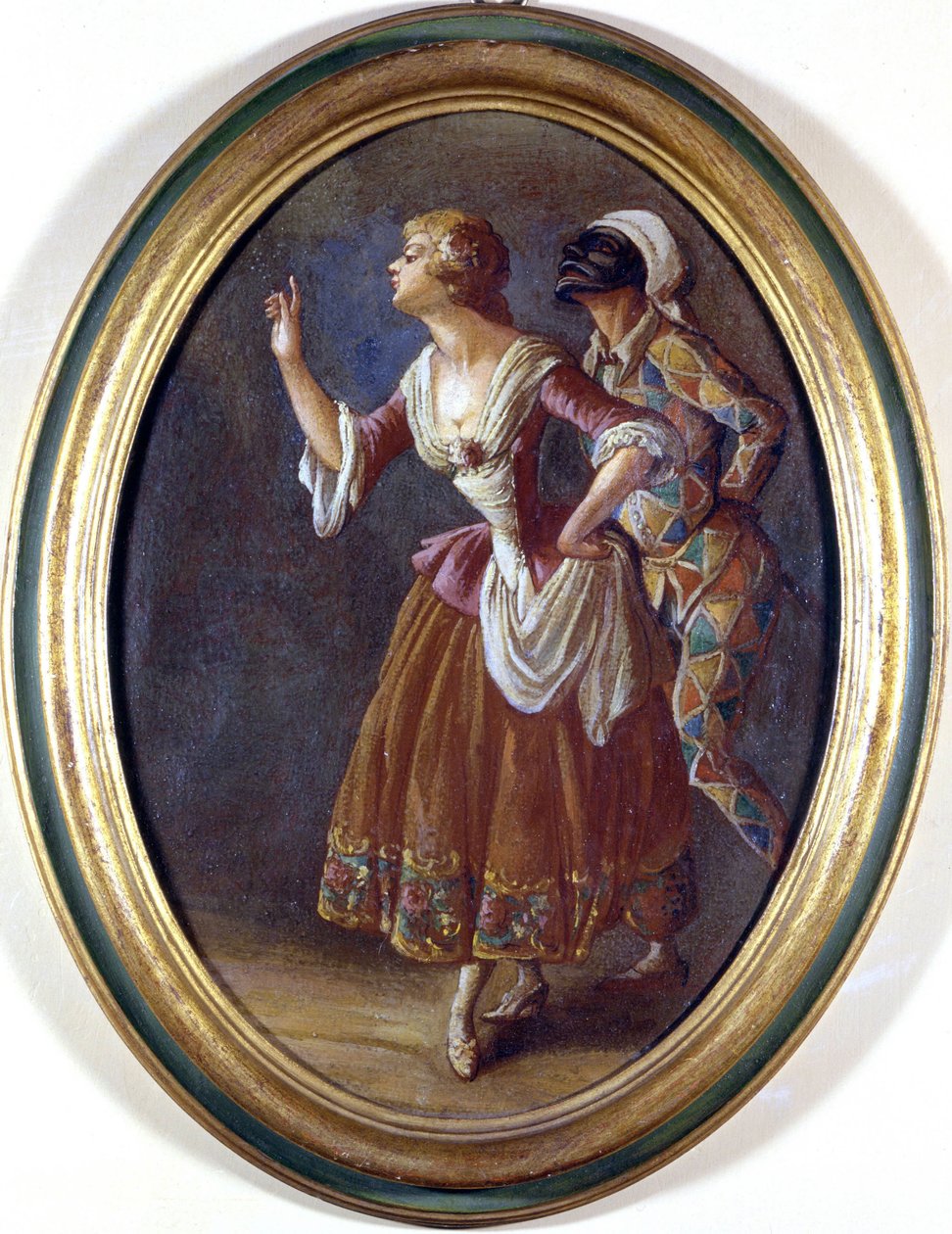 Harlekin og Colombine. Anonymt maleri fra begynnelsen av 1800-tallet. Burcardo-museet, Roma. av Italian School