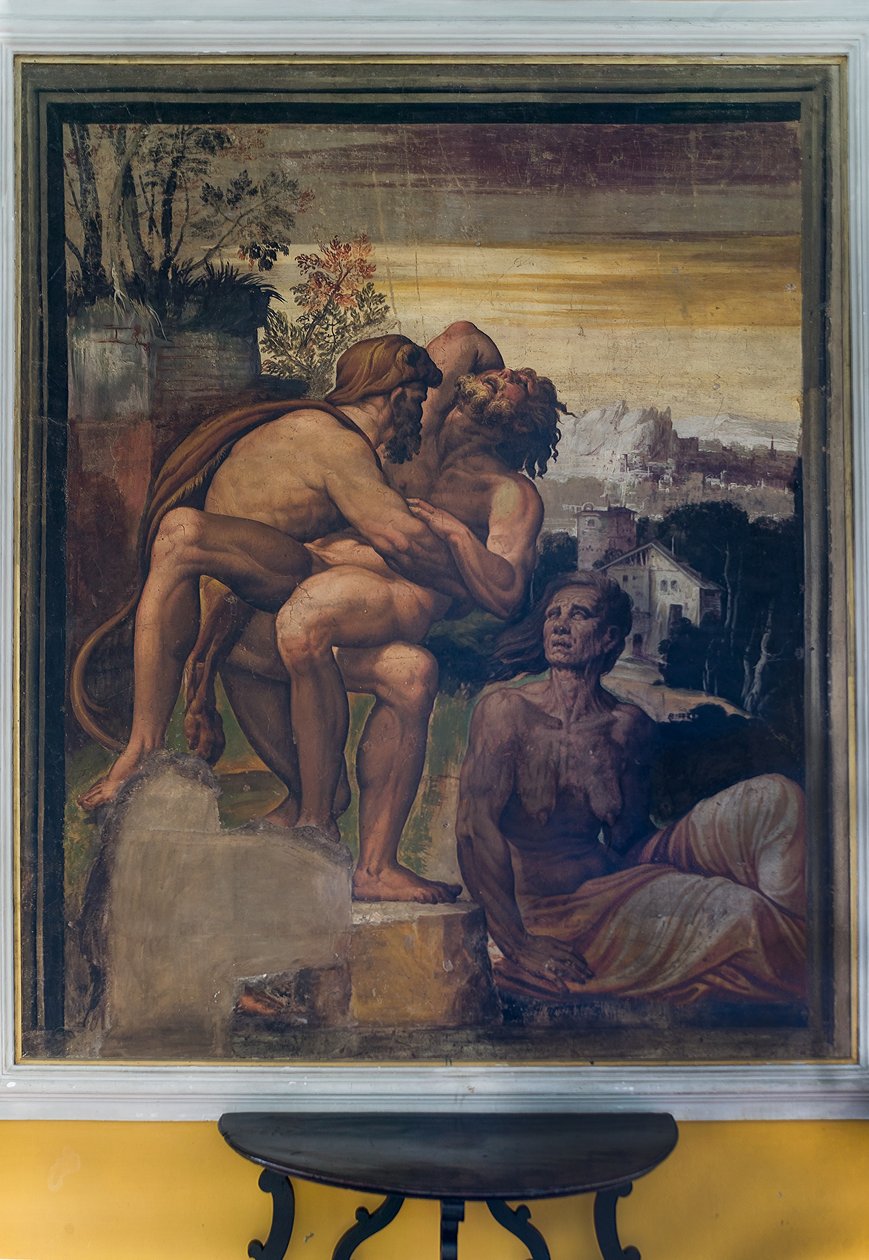 Hercules dreper Antaeus, fra det gule rommet av Italian School
