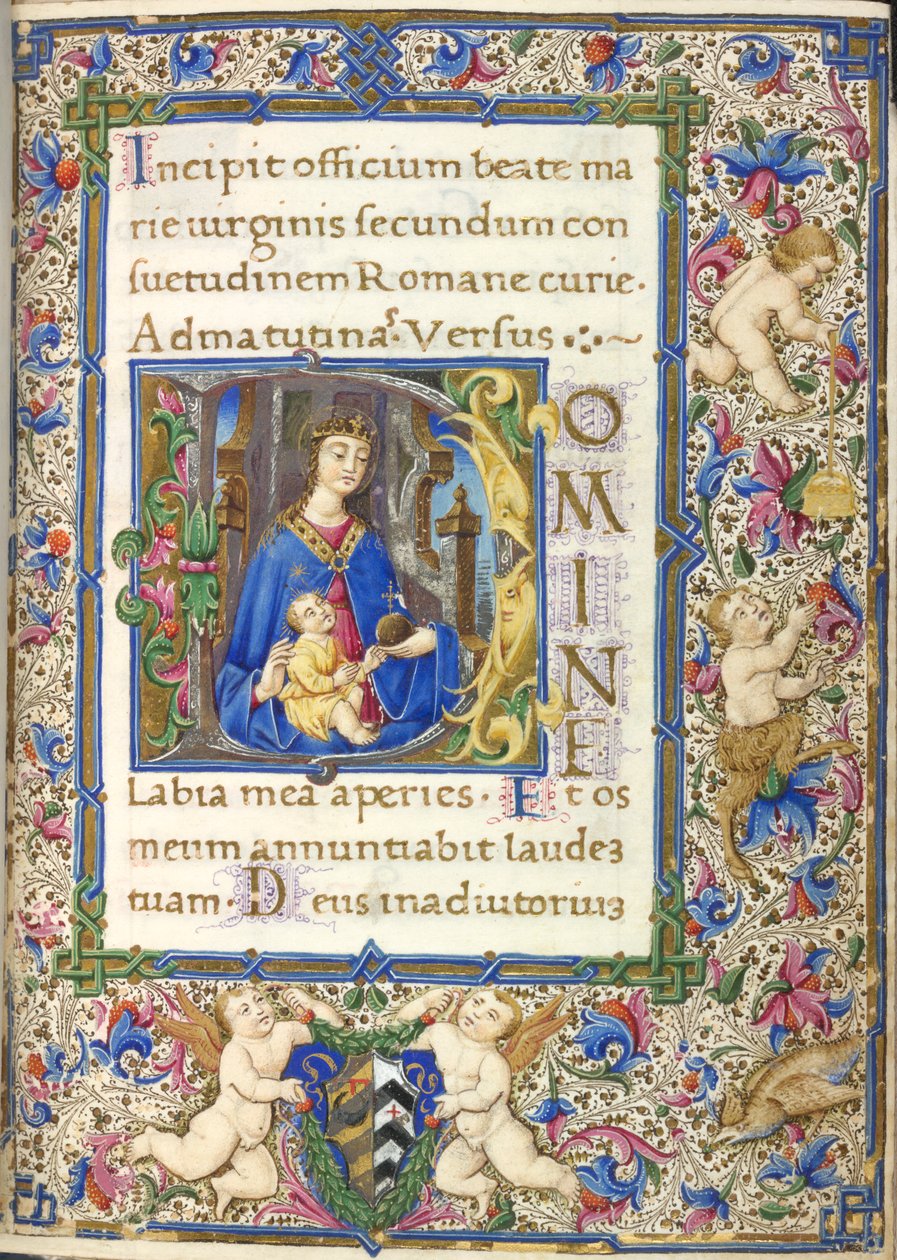 Historikert initial 'D'(omine) med Jomfru og barn, Timebok, Bruk av Roma av Italian School