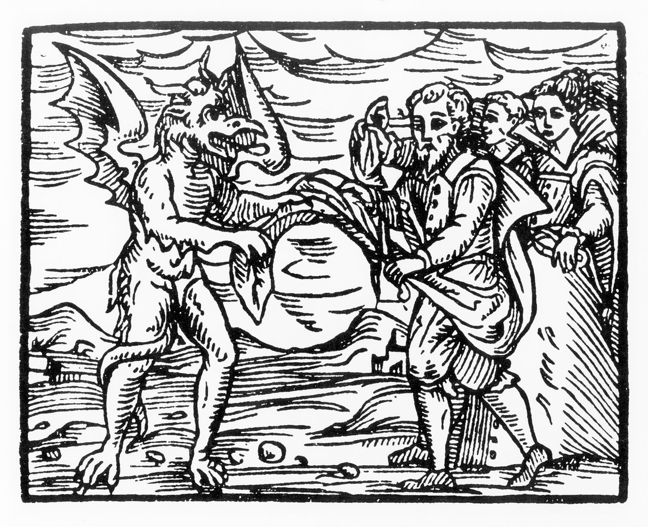 Homage to the Devil, kopi av en illustrasjon fra Compendium Maleticarum av Fr M Guaccius, Milano 1608, brukt i History of Magic, utgitt sent på 1800-tallet av Italian School