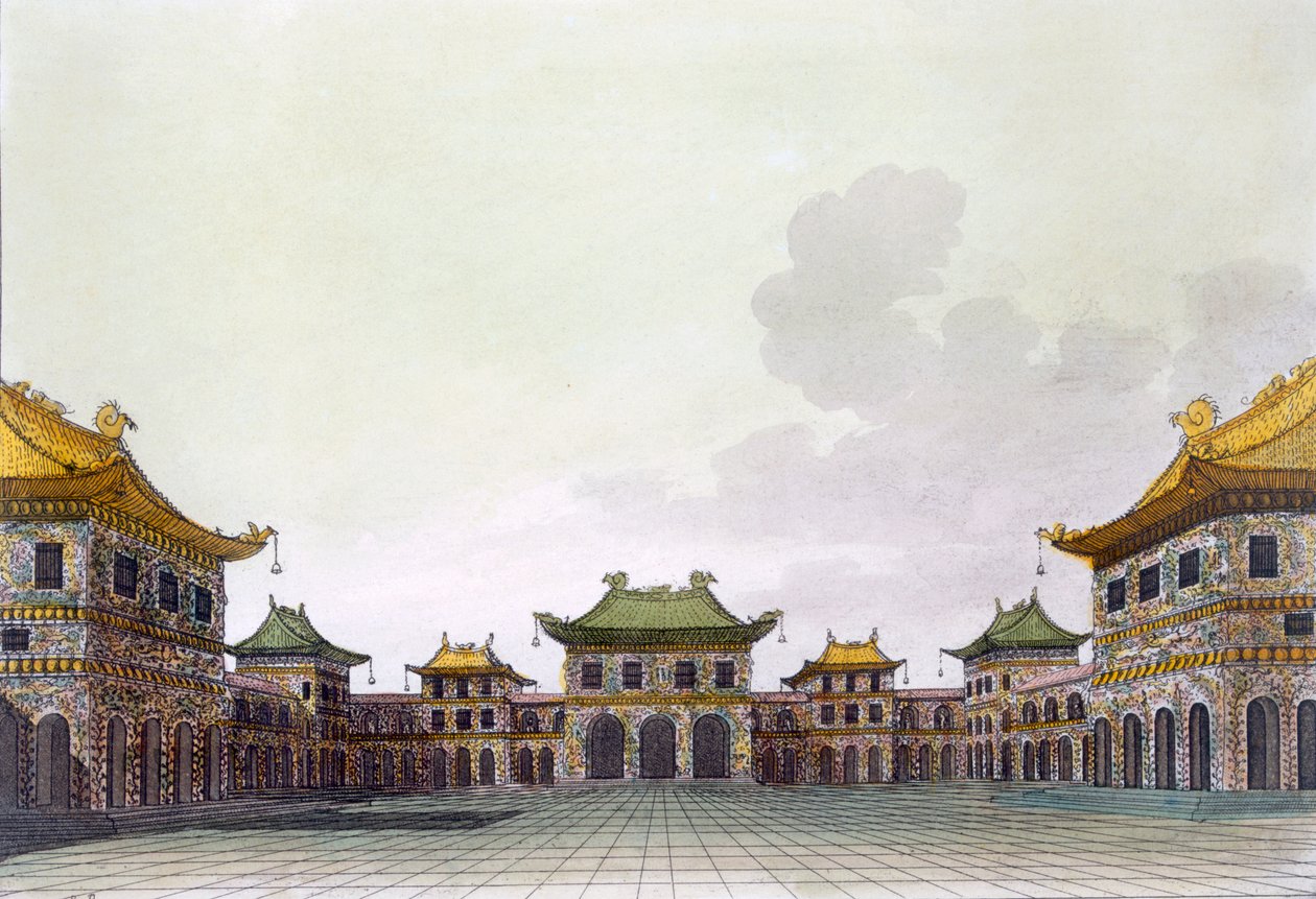 Hjemmet til en rik person i Peking, ca. 1820-30-tallet av Italian School