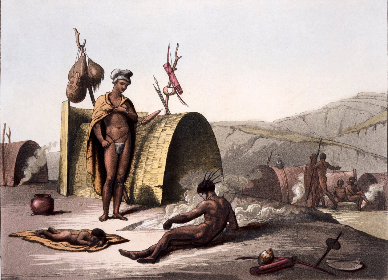 Buksmennenes hytter og leirliv, fra Costumi dei... av Giulio Ferrario, ca. 1820-30-tallet av Italian School