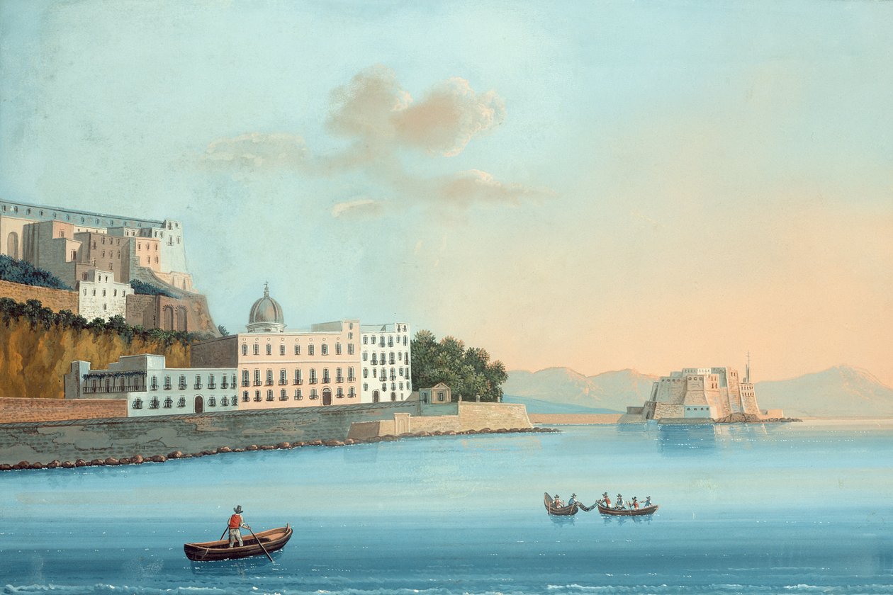 Il Chiatamone (gouache på panel) (se også 20793, 207964, 207966) av Italian School
