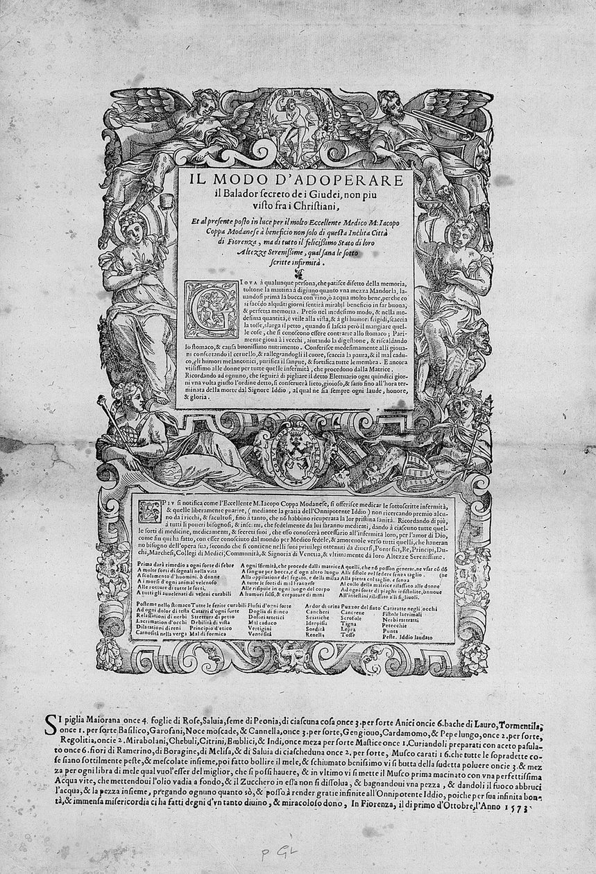 Måten å bruke Balador Secreto dei Giudei, av Jacopo Coppa fra Modena, Firenze av Italian School
