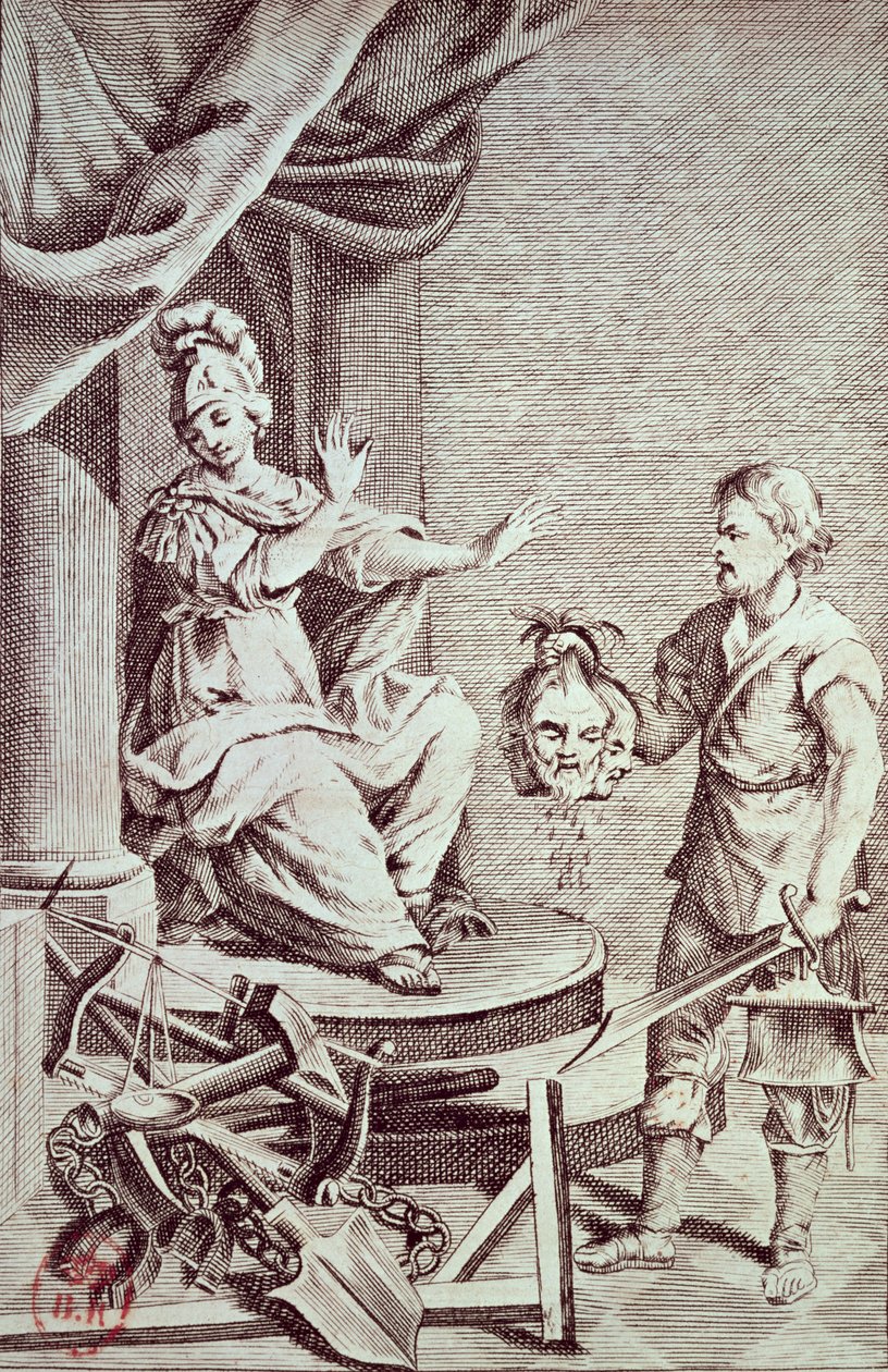Illustrasjon fra "Of Crimes and Punishments" av Cesare Bonesana (1738-94) Marquis de Beccaria av Italian School