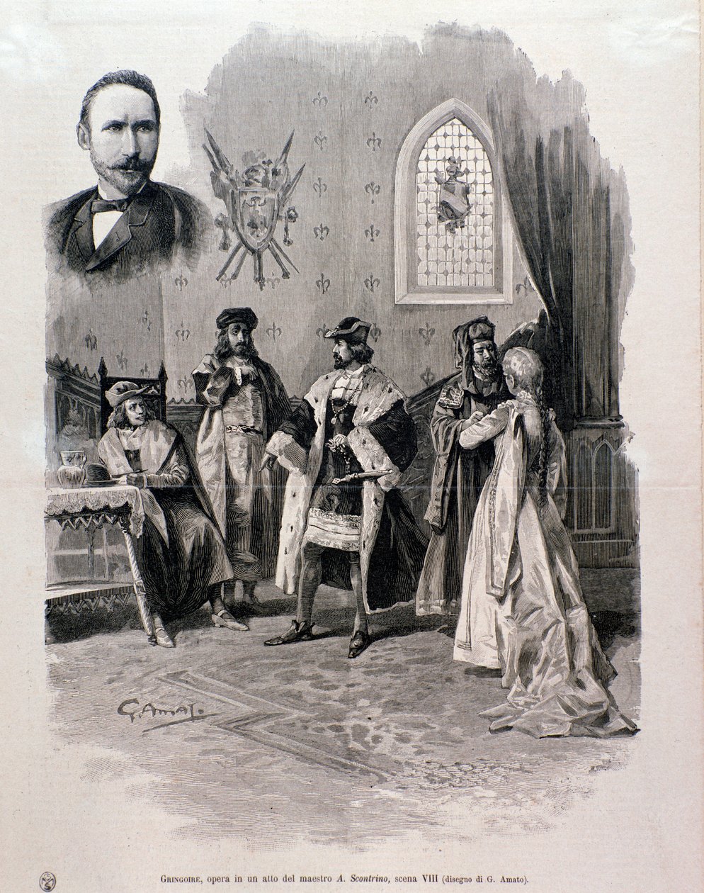 Illustrasjon av Pierre Gringoire, verk av Antonio Scontrino av Italian School