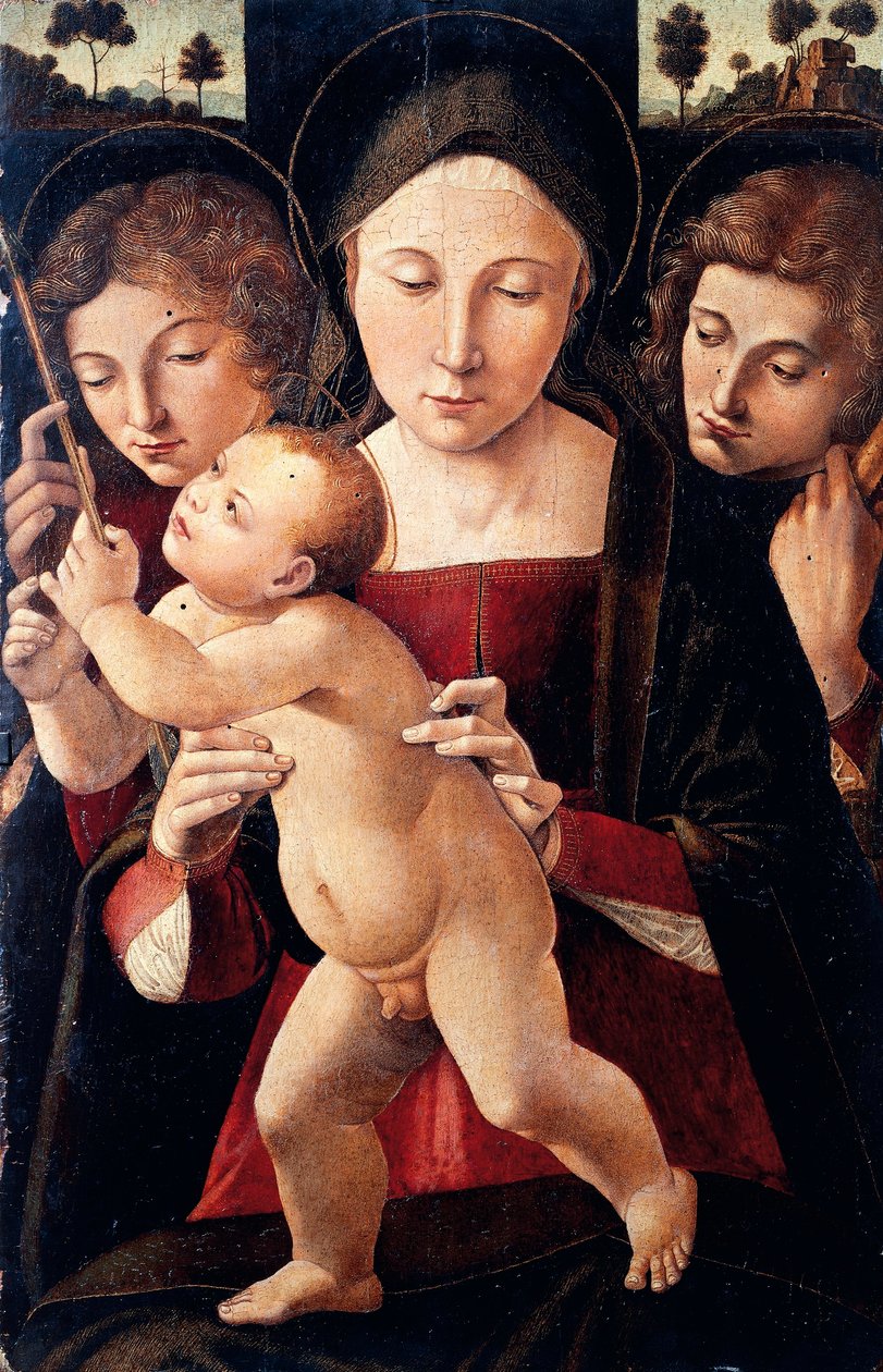 Italia, Asissi, Madonna og Child med to engler av Italian School