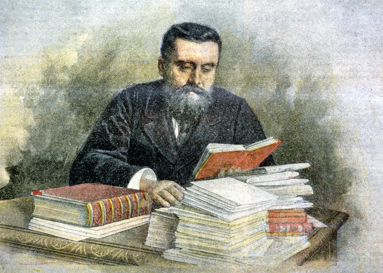 Jean Jaurès ved lesepulten sin (1859 - 1914) - i quot;La Tribuna illustrataquot; av Italian School