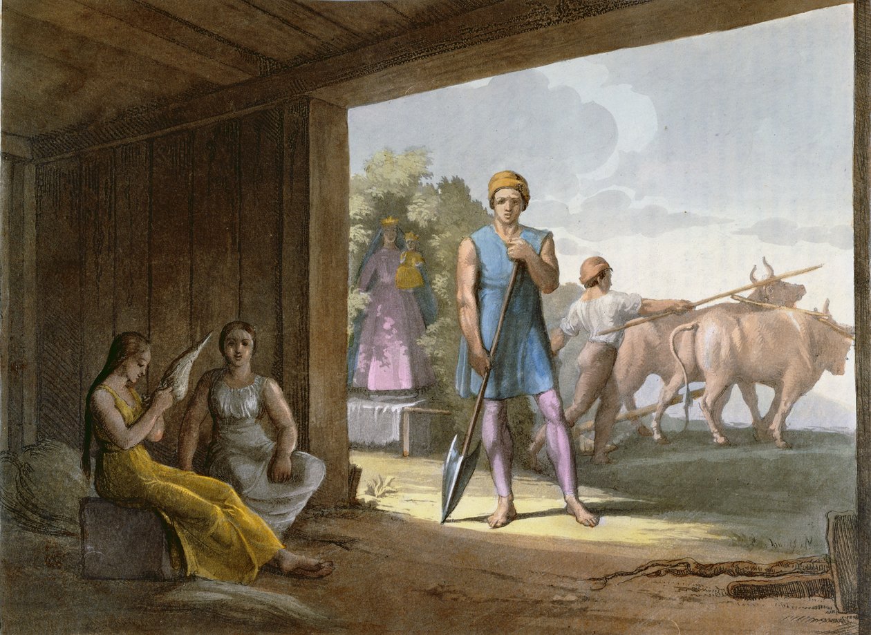 Jesuittiske indianere (sannsynligvis søramerikanske indianere konvertert av jesuittene) ca. 1820 av Italian School