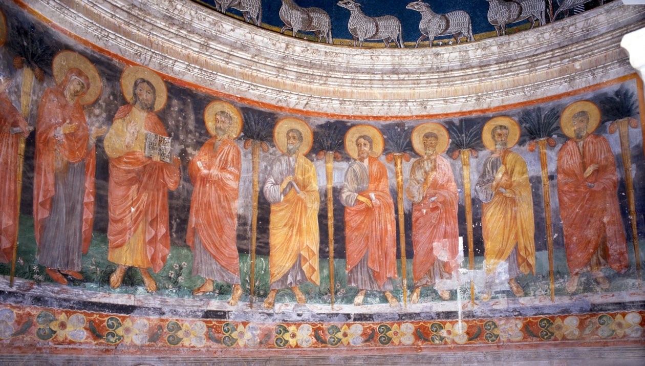 Jesus og Maria blant de tolv apostlene av Italian School