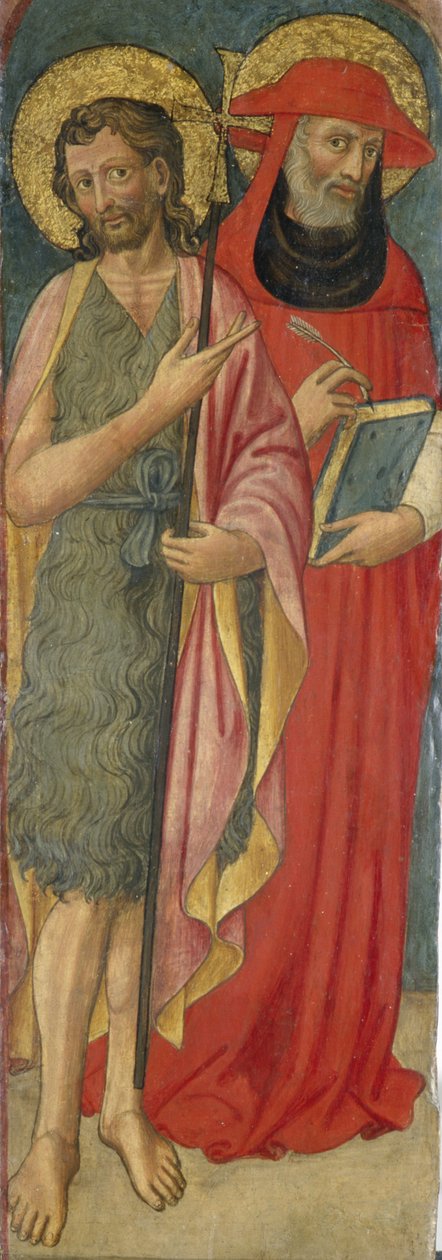 Døperen Johannes og St. Hieronymus, ca. 1430 (tempera på poppeltre) av Italian School
