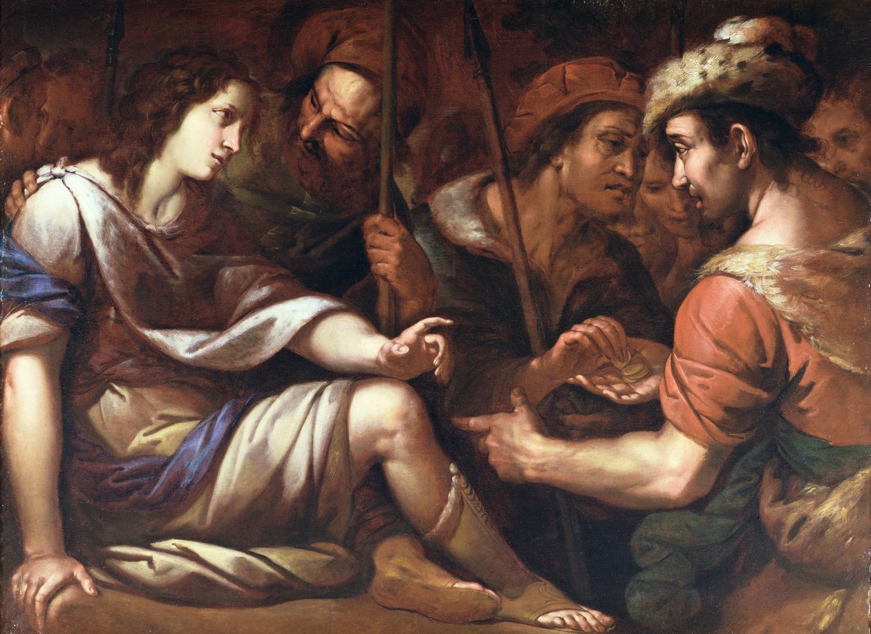 Joseph solgt av sine brødre, ca. 1650 (olje på lerret) av Italian School