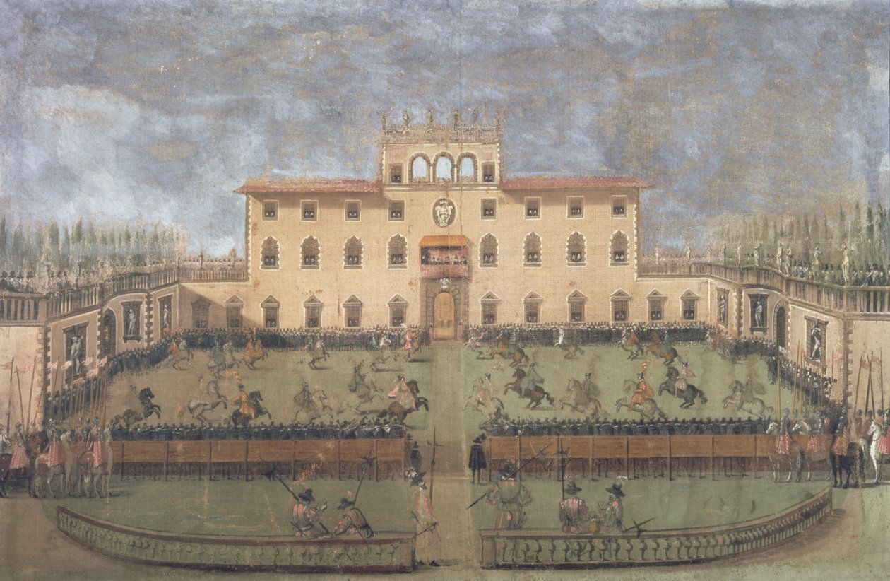 Joust i den keiserlige villaen i Poggio a Caiano av Italian School