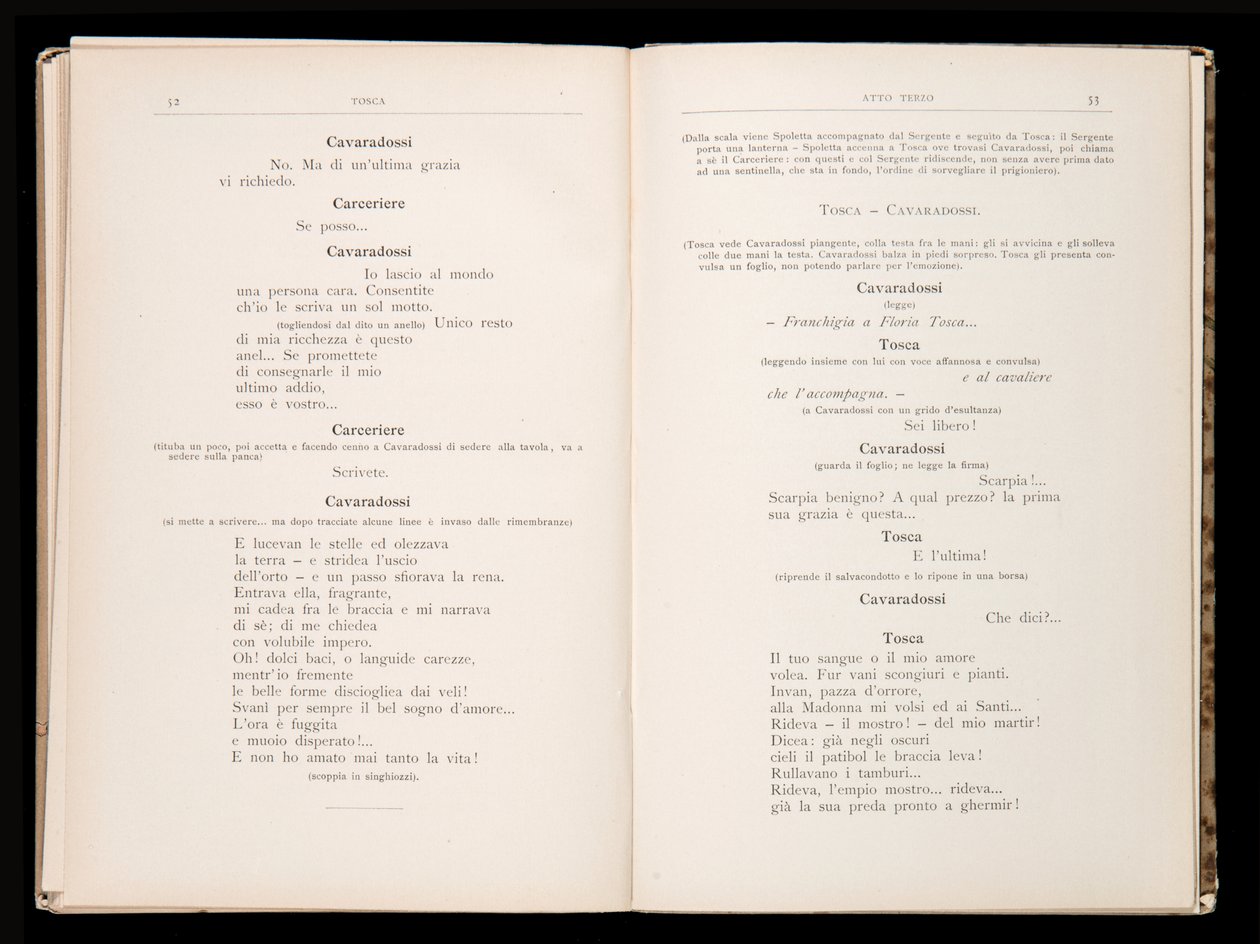 Libretto av Tosca av Giacomo Puccini, Edition Ricordi, Italia av Italian School