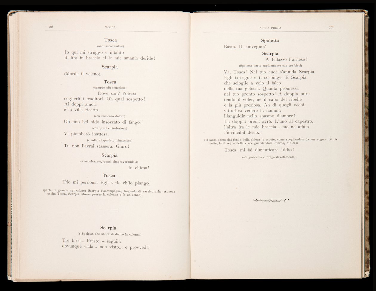 Libretto av Tosca av Giacomo Puccini, Ricordi Edition, Italia av Italian School
