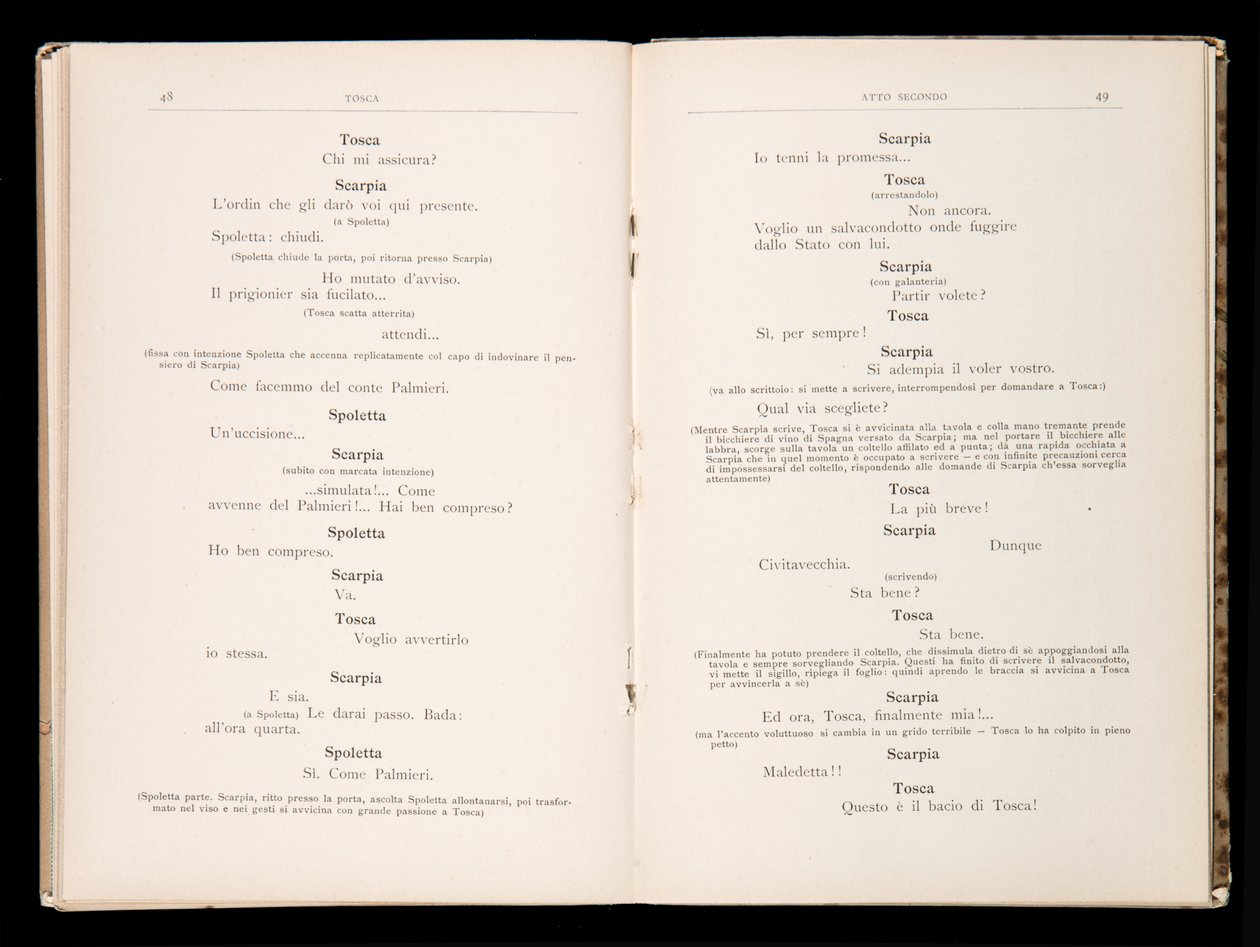 Libretto av Tosca av Giacomo Puccini, Ricordi Edition, Italia av Italian School
