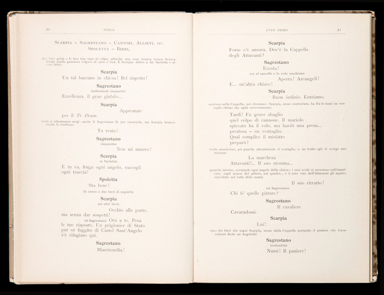 Libretto av Tosca av Giacomo Puccini, Ricordi Edition, Italia av Italian School