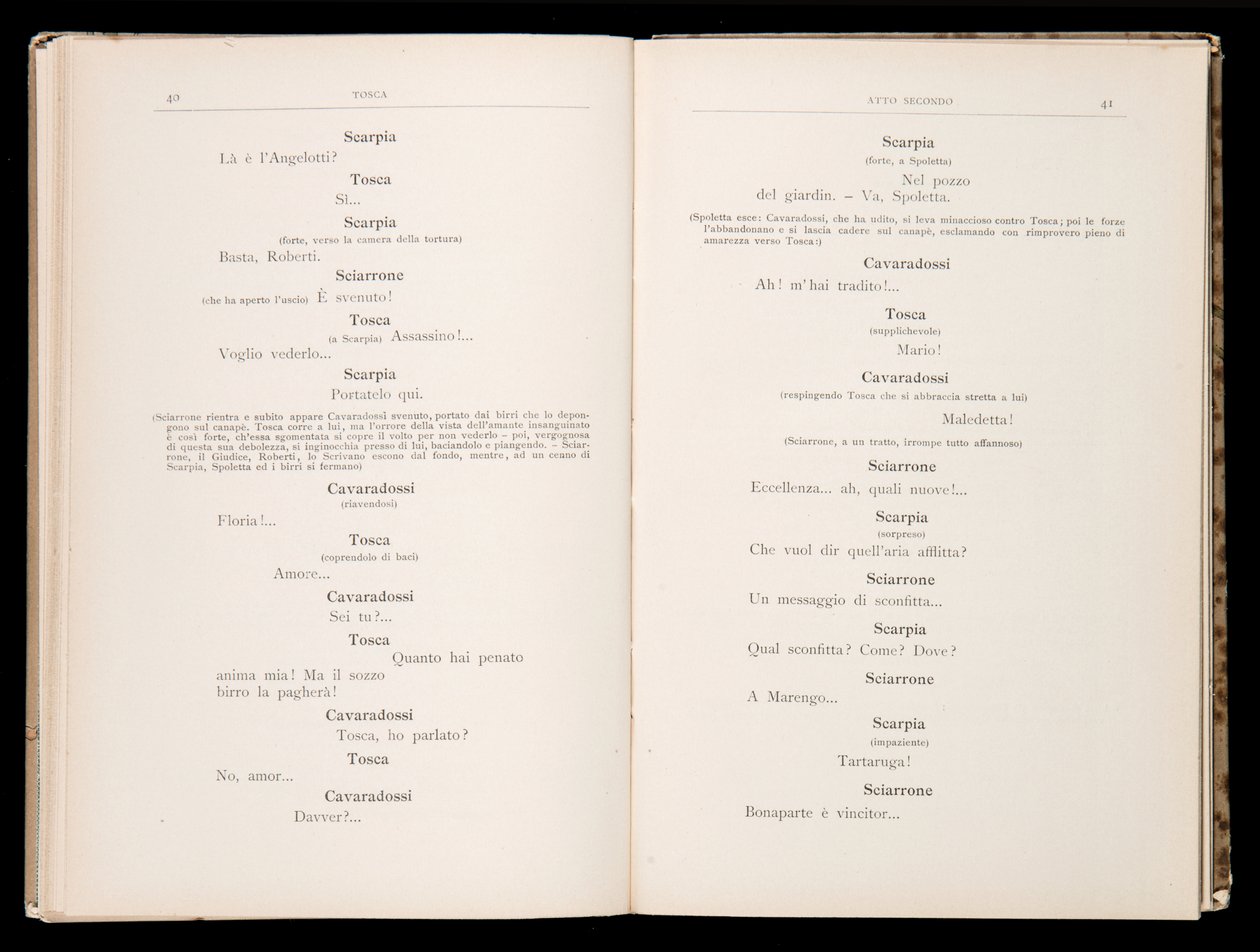 Libretto av Tosca av Giacomo Puccini, Edition Ricordi, Italia av Italian School