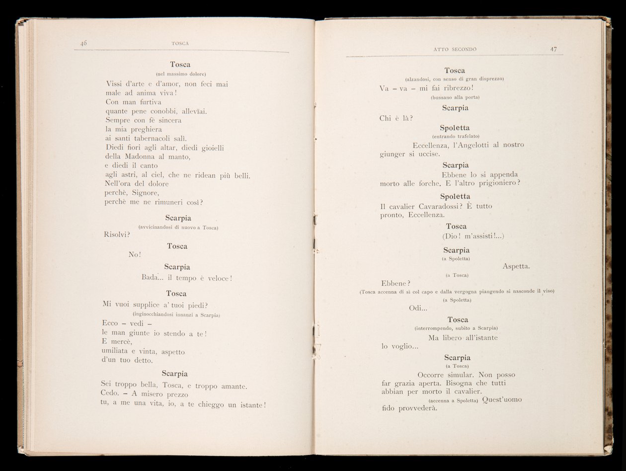 Libretto av Tosca av Giacomo Puccini, Edition Ricordi, Italia av Italian School