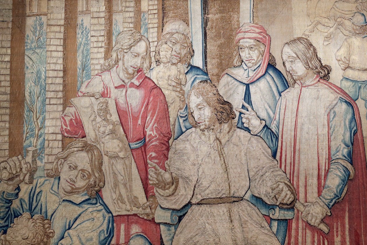 Lorenzo den storslåtte blant skulptørene og malerne ved Medici-hagen i San Marco. Tapet 1516. Genova. Italia. av Italian School